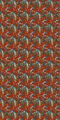 Fabric roller blind peacocks on branches pattern