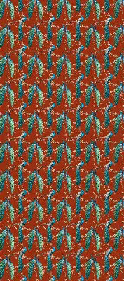 Fabric roller blind peacocks on branches pattern