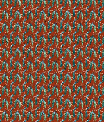 Fabric roller blind peacocks on branches pattern