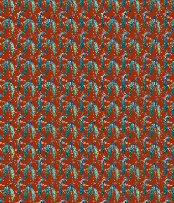 Fabric roller blind Peacocks on the branches