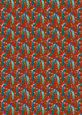 Fabric roller blind Peacocks on the branches