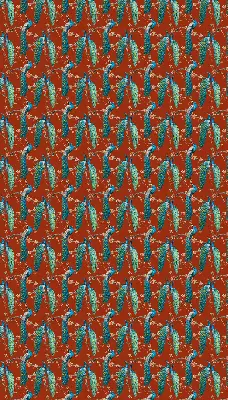 Fabric roller blind peacocks on branches pattern