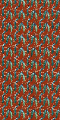 Fabric roller blind peacocks on branches pattern