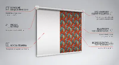 Fabric roller blind peacocks on branches pattern