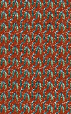 Fabric roller blind peacocks on branches pattern