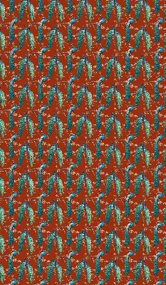 Fabric roller blind peacocks on branches pattern