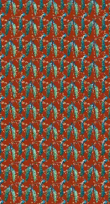 Fabric roller blind peacocks on branches pattern