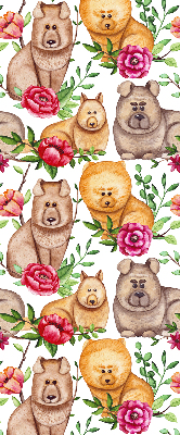 Modern roller blind Dogs among the flowers