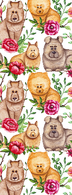 Modern roller blind Dogs among the flowers