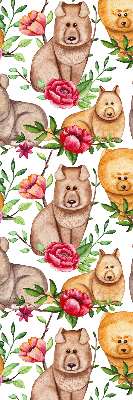 Modern roller blind Dogs among the flowers