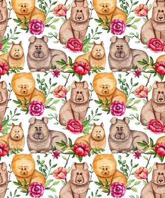 Modern roller blind Dogs among the flowers
