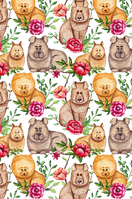 Modern roller blind Dogs among the flowers