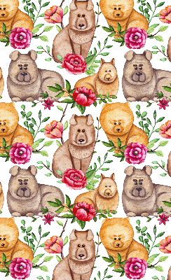 Modern roller blind Dogs among the flowers