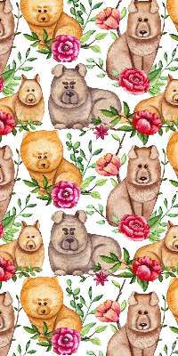 Modern roller blind Dogs among the flowers