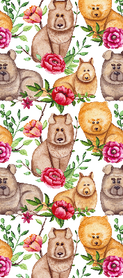 Modern roller blind Dogs among the flowers