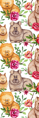 Modern roller blind Dogs among the flowers