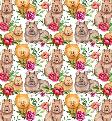 Modern roller blind Dogs among the flowers