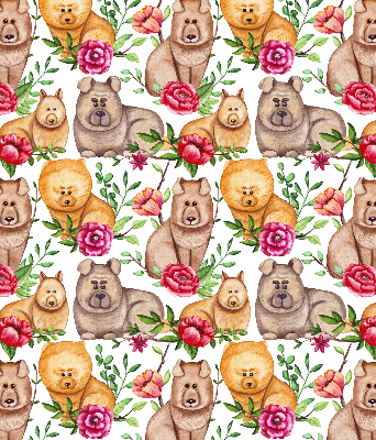 Modern roller blind Dogs among the flowers