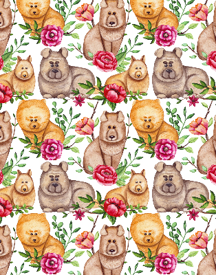 Modern roller blind Dogs among the flowers
