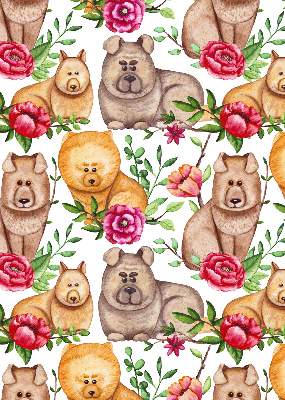 Modern roller blind Dogs among the flowers