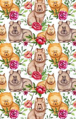 Modern roller blind Dogs among the flowers