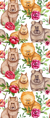 Modern roller blind Dogs among the flowers