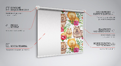 Modern roller blind Dogs among the flowers
