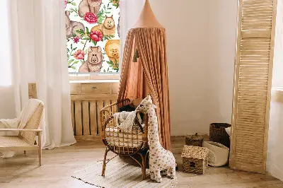 Modern roller blind with dogs among the flowers motif