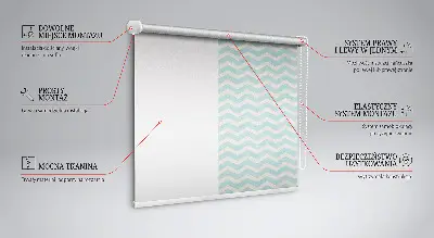 Roller blind for large window blue zigzags pattern