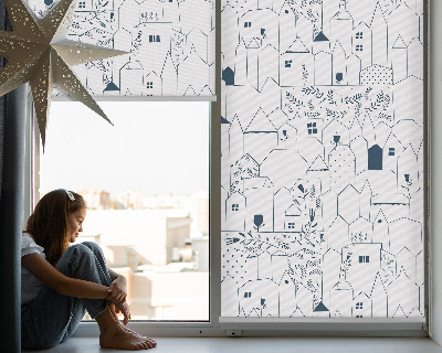 Fabric roller blind Drawn houses