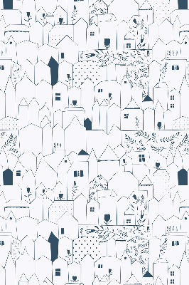 Fabric roller blind Drawn houses
