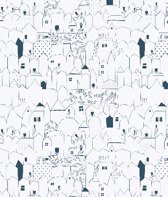 Fabric roller blind Drawn houses