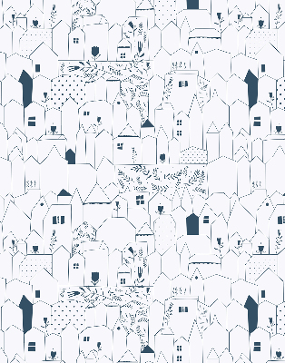 Fabric roller blind Drawn houses