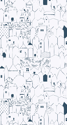 Fabric roller blind Drawn houses