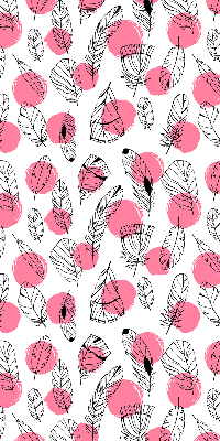 Fabric roller blind Feathers and pink dots
