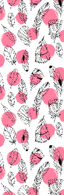 Fabric roller blind Feathers and pink dots