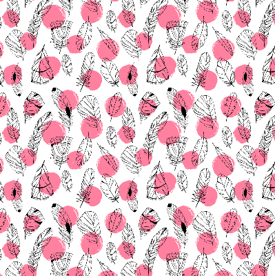 Fabric roller blind Feathers and pink dots