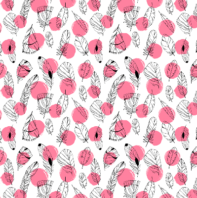 Fabric roller blind Feathers and pink dots