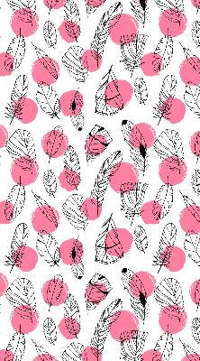 Fabric roller blind Feathers and pink dots