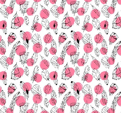 Fabric roller blind Feathers and pink dots