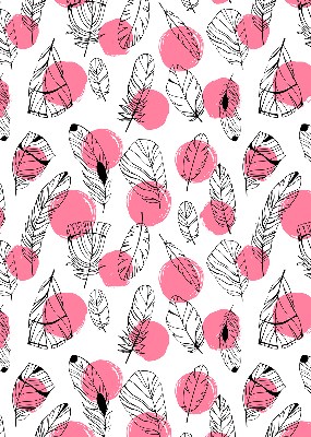Fabric roller blind Feathers and pink dots
