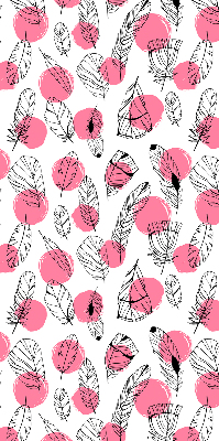 Fabric roller blind Feathers and pink dots