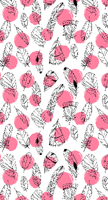 Fabric roller blind Feathers and pink dots
