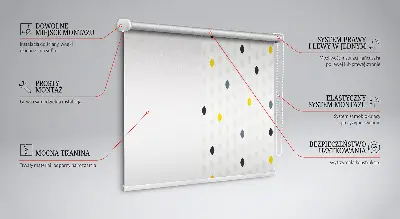 Roller blind with a colorful grains print