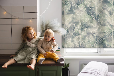Roller blind for large window Sketch of a plant on a colored background