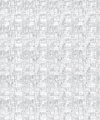 Fabric roller blind sketch of the city print