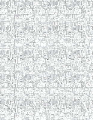 Fabric roller blind sketch of the city print