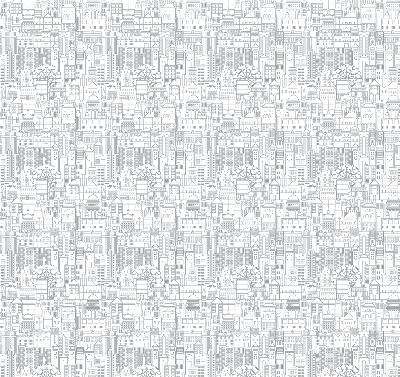 Fabric roller blind sketch of the city print