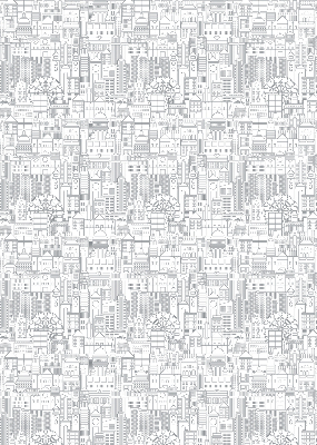 Fabric roller blind sketch of the city print