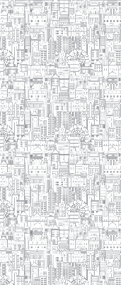 Fabric roller blind sketch of the city print